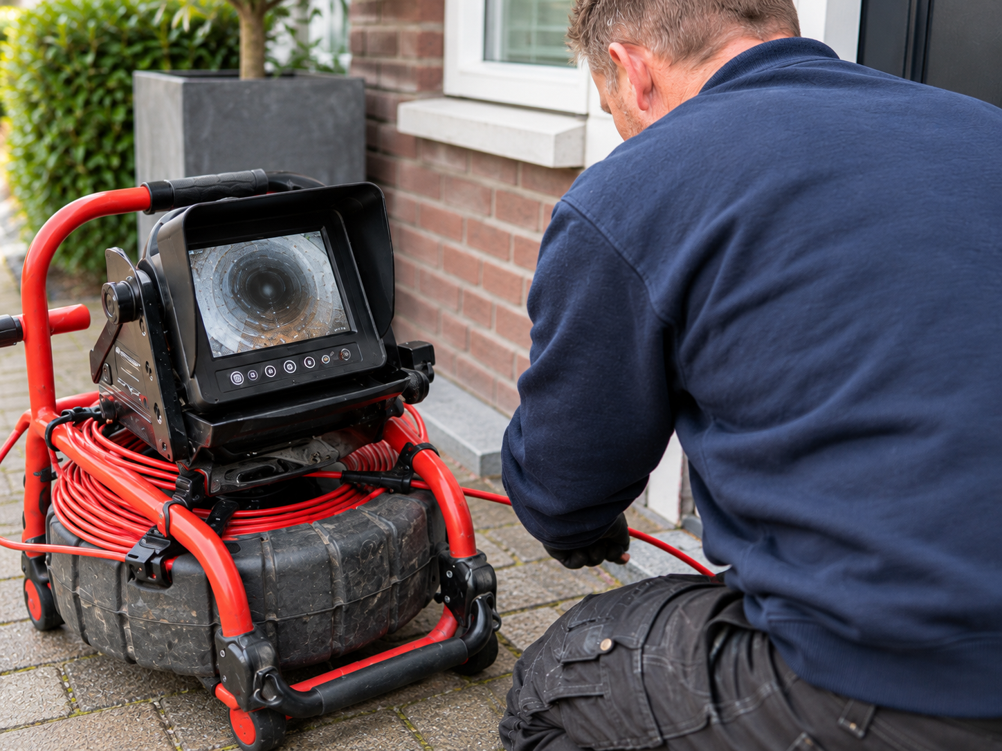 Rioolinspectie met camera om verstopping op te sporen